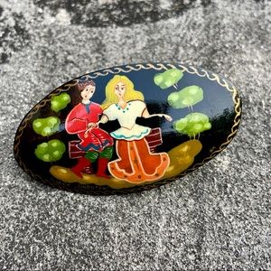 Vintage Ukrainian Folk Art Romantic Couple Pin